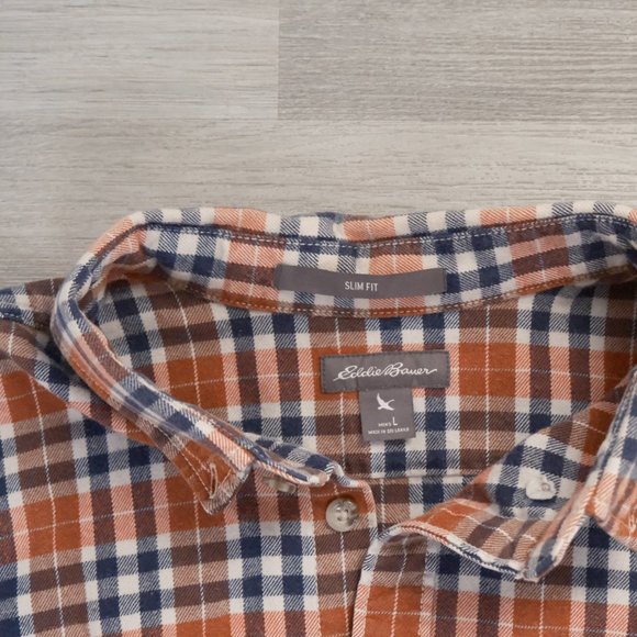 Eddie Bauer Eddie's Favourite Flannel Shirt Slim Fit Large - Picture 3 of 6